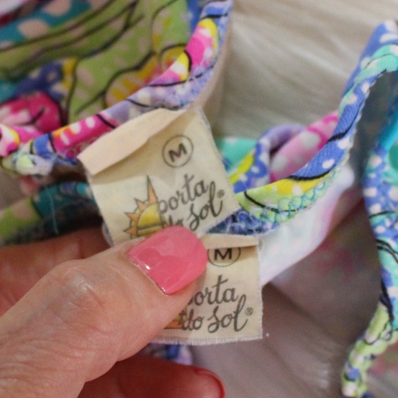 Porta Do Sol, Floral Triangle Brazilian Bottom Swim suit set - Picture 3 of 4